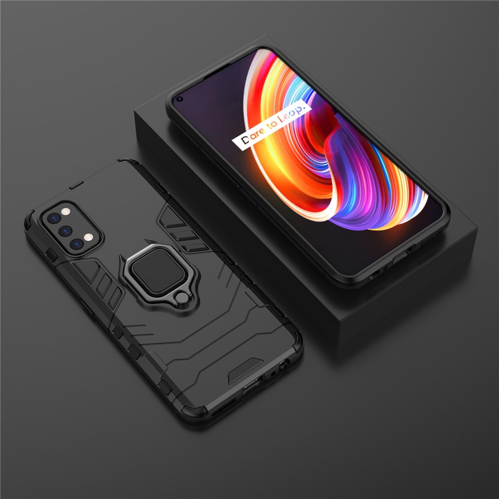 Ring-Shape Kickstand PC + TPU Phone Case for OPPO Realme 7 Pro - Black-9