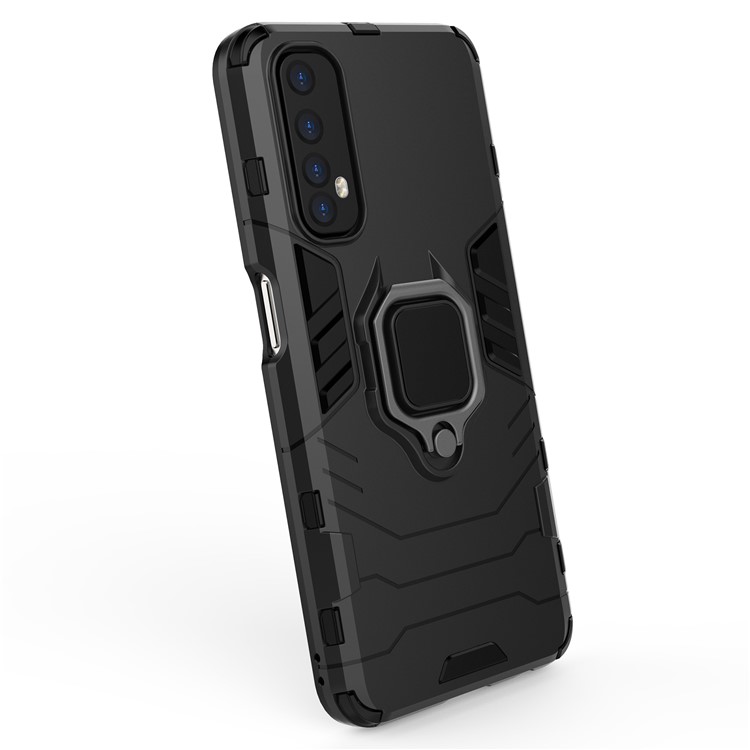 PC + TPU Finger Ring Kickstand Hybrid Phone Case for Oppo Realme 7 - Black-2