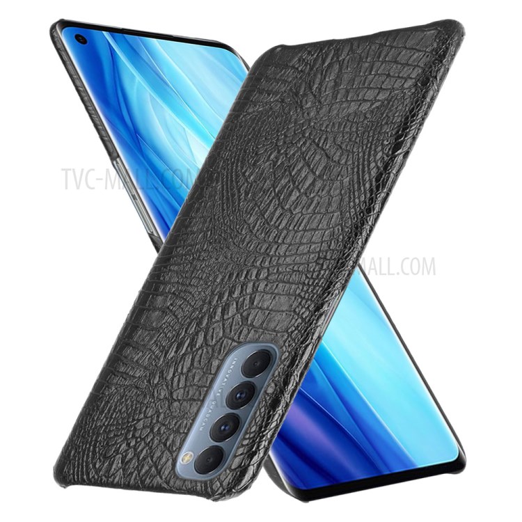 Crocodile Texture PU Leather Coated Plastic Phone Case for Oppo Reno4 Pro 4G - Black-2