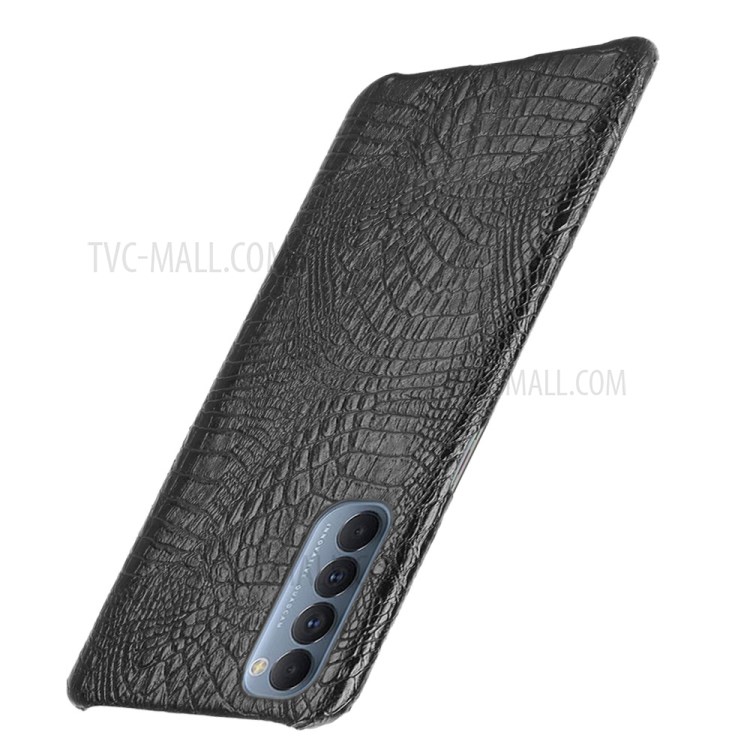 Crocodile Texture PU Leather Coated Plastic Phone Case for Oppo Reno4 Pro 4G - Black-3