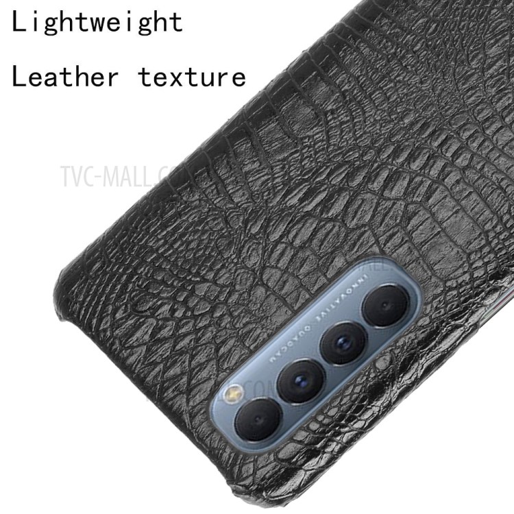 Crocodile Texture PU Leather Coated Plastic Phone Case for Oppo Reno4 Pro 4G - Black-4