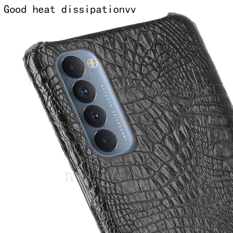 Crocodile Texture PU Leather Coated Plastic Phone Case for Oppo Reno4 Pro 4G - Black-5