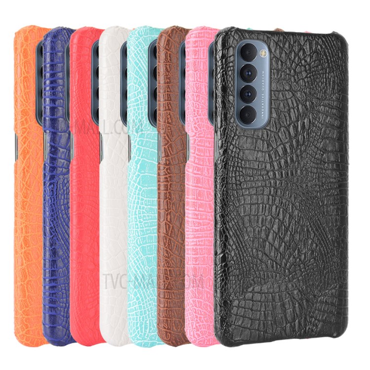 Crocodile Texture PU Leather Coated Plastic Phone Case for Oppo Reno4 Pro 4G - Black-6