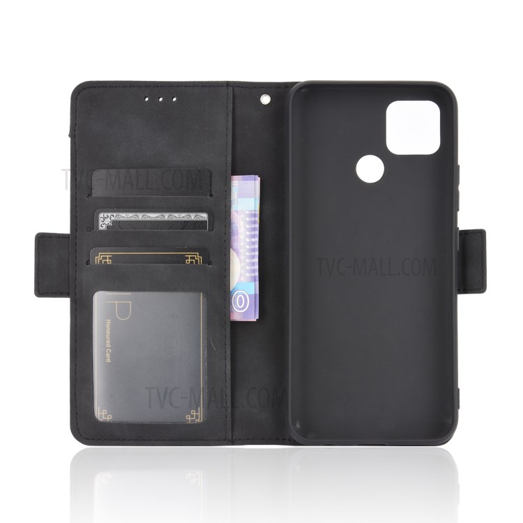 Multi-slot Leather Case Wallet Stand Shell Protector for Realme Narzo 20 - Black-5