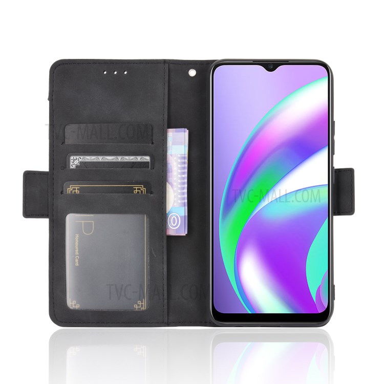 Multi-slot Leather Case Wallet Stand Shell Protector for Realme Narzo 20 - Black-6