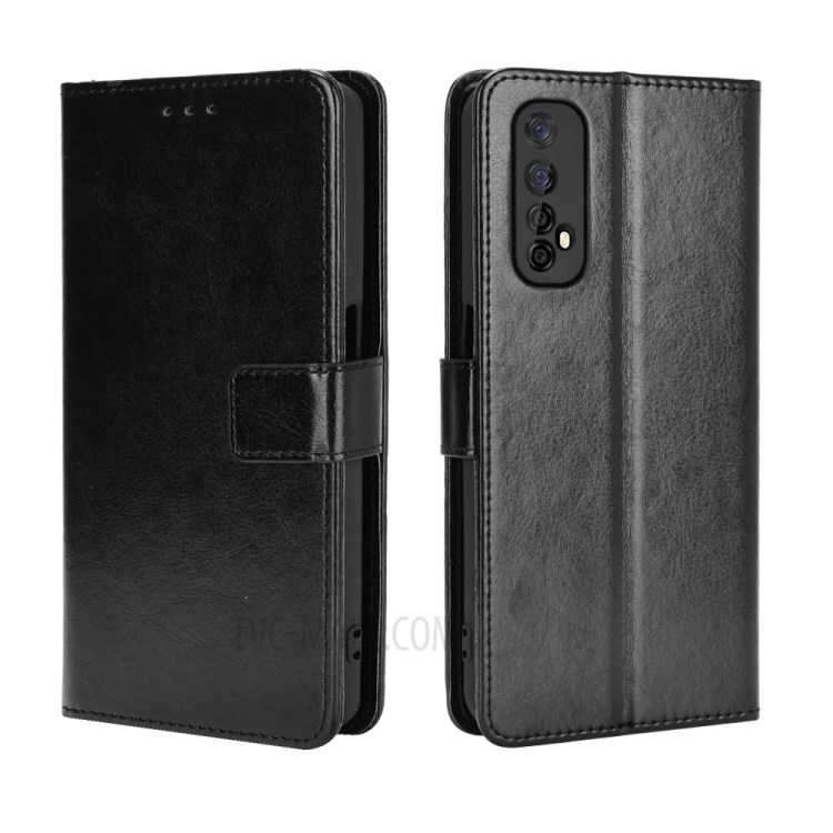 Crazy Horse Texture Split Leather Shell with Wallet Stand Phone Casing for Realme 7 / Narzo 20 Pro - Black-2
