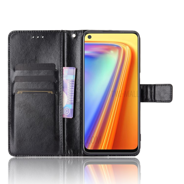 Crazy Horse Texture Split Leather Shell with Wallet Stand Phone Casing for Realme 7 / Narzo 20 Pro - Black-5