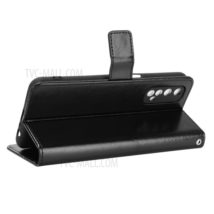 Crazy Horse Texture Split Leather Shell with Wallet Stand Phone Casing for Realme 7 / Narzo 20 Pro - Black-6