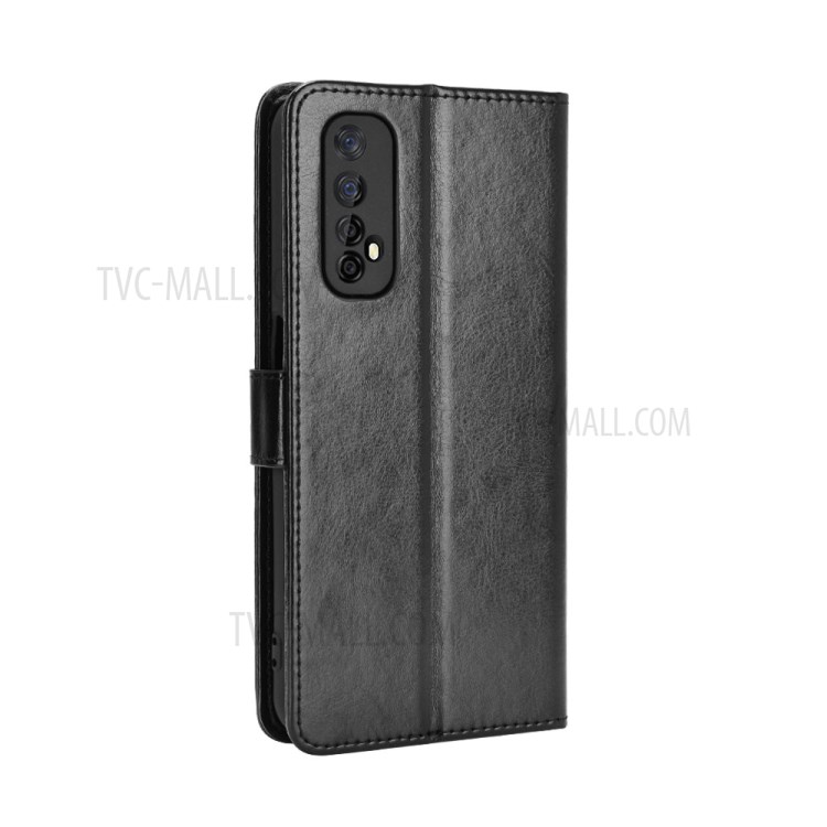 Crazy Horse Texture Split Leather Shell with Wallet Stand Phone Casing for Realme 7 / Narzo 20 Pro - Black-7