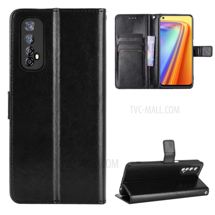 Crazy Horse Texture Split Leather Shell with Wallet Stand Phone Casing for Realme 7 / Narzo 20 Pro - Black-8