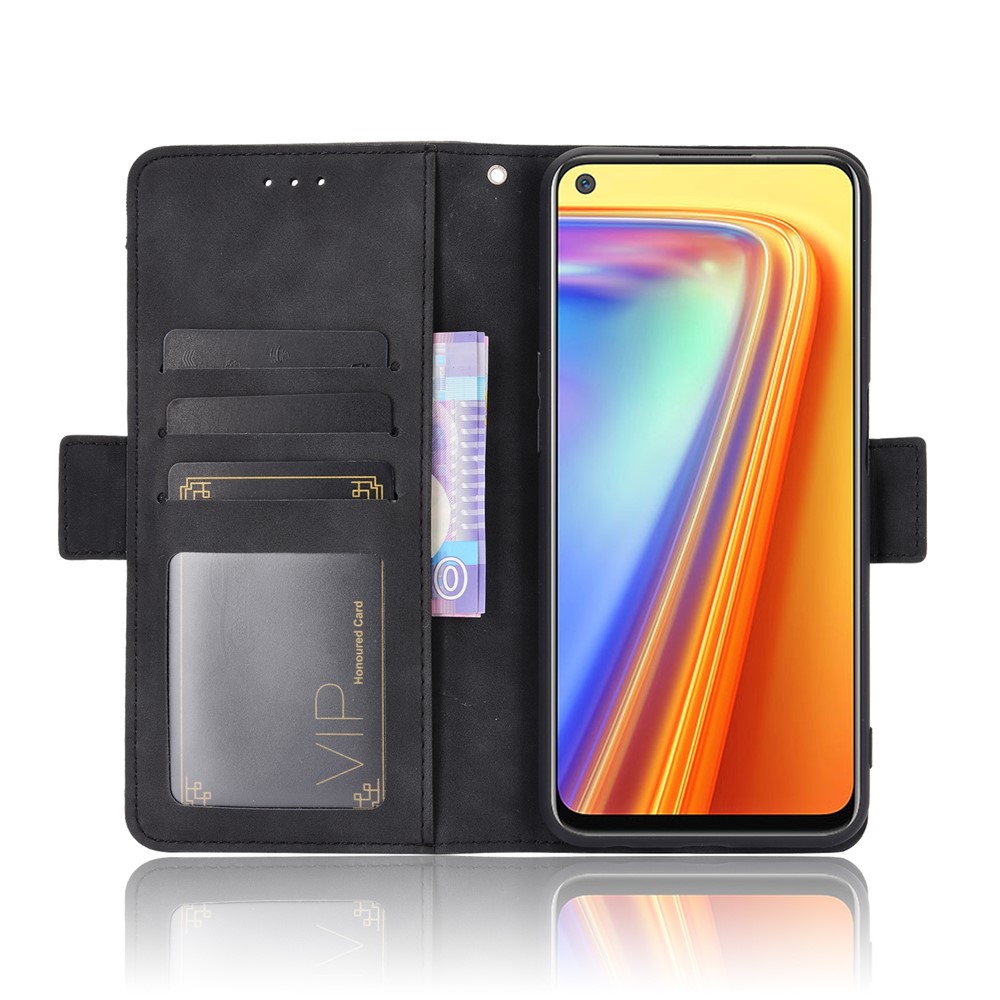Wallet Stand Leather Case with Multiple Card Slots for Realme 7 / Realme Narzo 20 Pro - Black-6