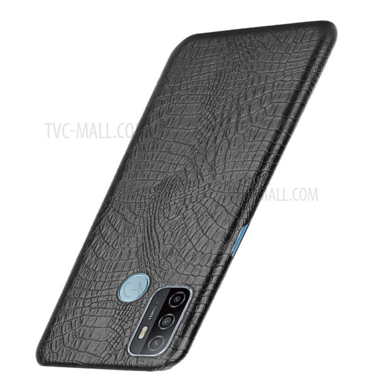 Crocodile Texture PU Leather Coated Plastic Phone Case for Oppo A53(2020)/ A32 (2020) - Black-3