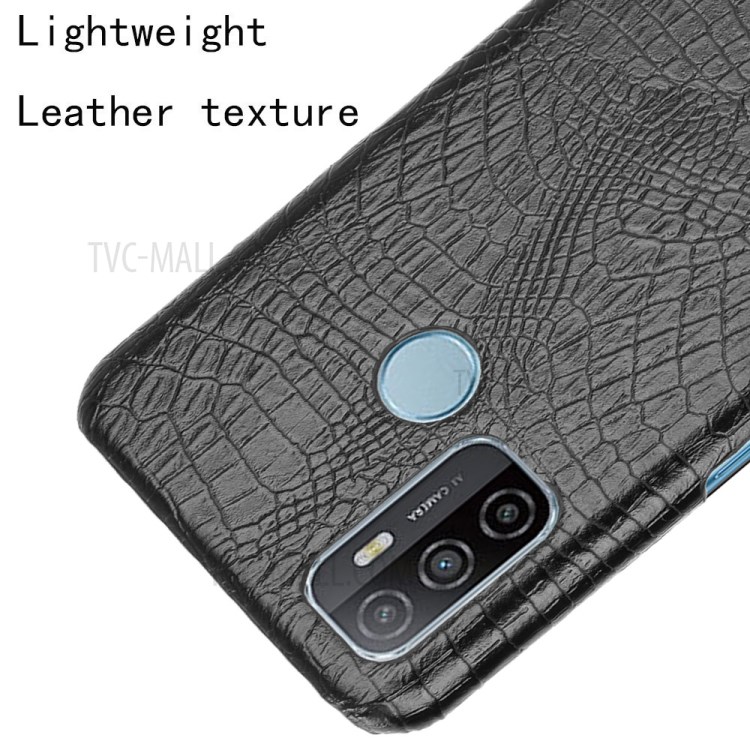 Crocodile Texture PU Leather Coated Plastic Phone Case for Oppo A53(2020)/ A32 (2020) - Black-4