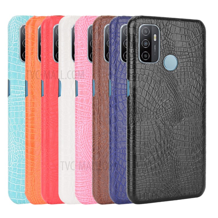Crocodile Texture PU Leather Coated Plastic Phone Case for Oppo A53(2020)/ A32 (2020) - Black-6