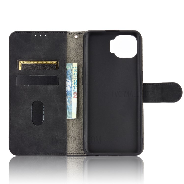 Skin-Touch Flip Leather Phone Case for Oppo F17 Pro/A93/Reno4 Lite - Black-2