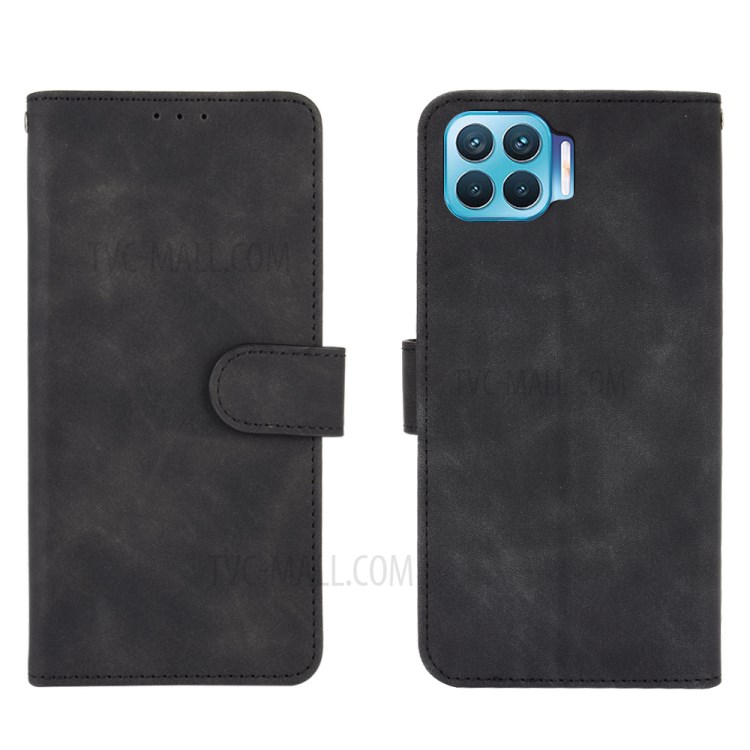 Skin-Touch Flip Leather Phone Case for Oppo F17 Pro/A93/Reno4 Lite - Black-6