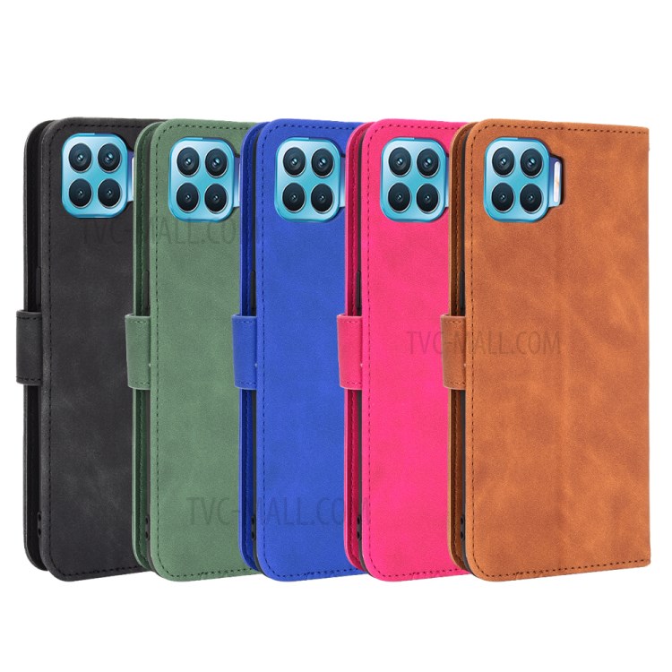Skin-Touch Flip Leather Phone Case for Oppo F17 Pro/A93/Reno4 Lite - Black-9