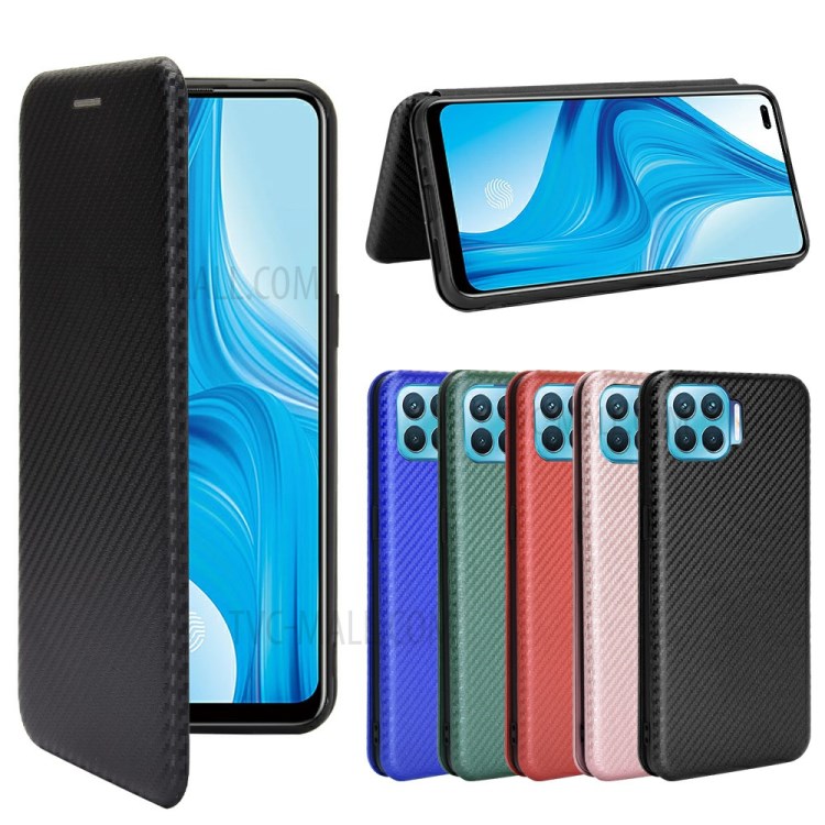 Auto-absorbed tpu + Carbon Fiber PU Leather Phone Cover for Oppo F17 Pro/A93/Reno4 Lite- Black-13