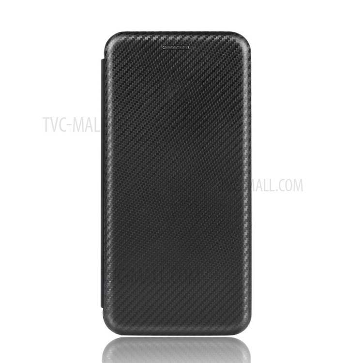 Auto-absorbed tpu + Carbon Fiber PU Leather Phone Cover for Oppo F17 Pro/A93/Reno4 Lite- Black-2