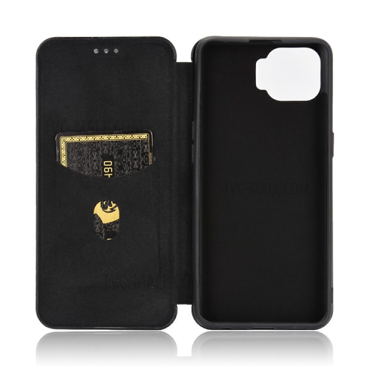 Auto-absorbed tpu + Carbon Fiber PU Leather Phone Cover for Oppo F17 Pro/A93/Reno4 Lite- Black-3