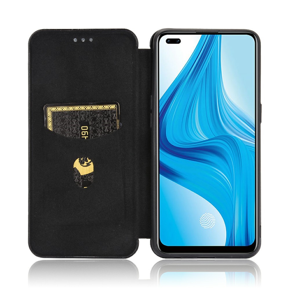 Auto-absorbed Carbon Fiber Skin Leather Phone Cover for Realme 7 Pro - Black-4