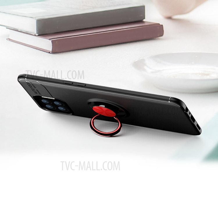 360 Degree Rotation Finger Ring Grip Kickstand with Magnetic Car Mount Case Cover for OPPO F17/A73 - Black-4