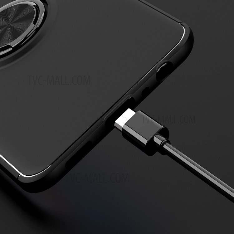 360 Degree Rotation Finger Ring Grip Kickstand with Magnetic Car Mount Case Cover for OPPO F17/A73 - Black-7
