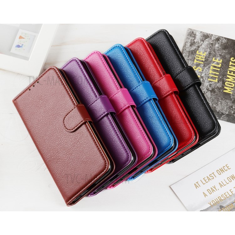 Classic Litchi Texture Wallet Stand Leather Phone Case with Fingerprint Sensor for Realme C3 (3 cameras) - Black-13
