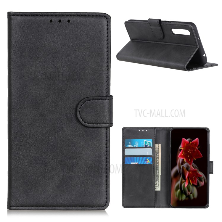 TPU + PU Leather Wallet Stand Phone Cover Shell for Realme 7 (Global)/(Asia) - Black-1