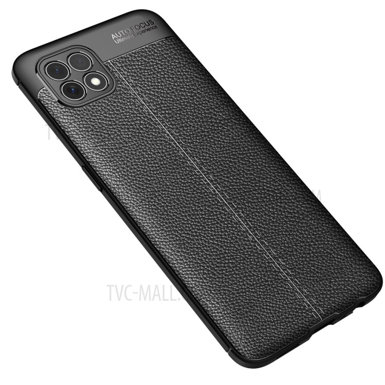 Litchi Texture TPU Case for Oppo Reno4 SE - Black-2