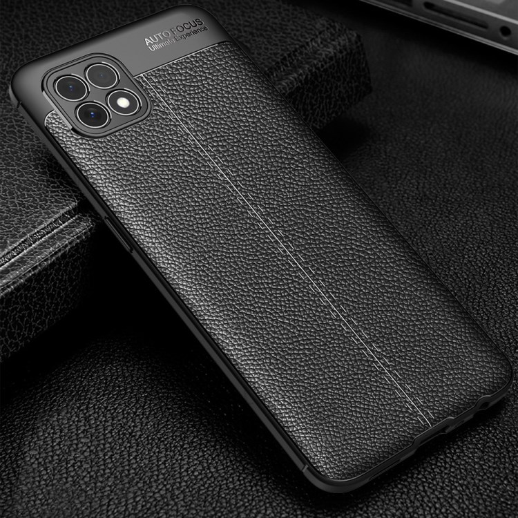 Litchi Texture TPU Case for Oppo Reno4 SE - Black-3
