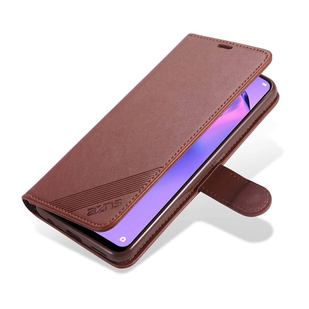 AZNS TPU + PU Leather Wallet Stand Phone Protective Case for Oppo A32 (2020)/A53 (2020) - Brown-4