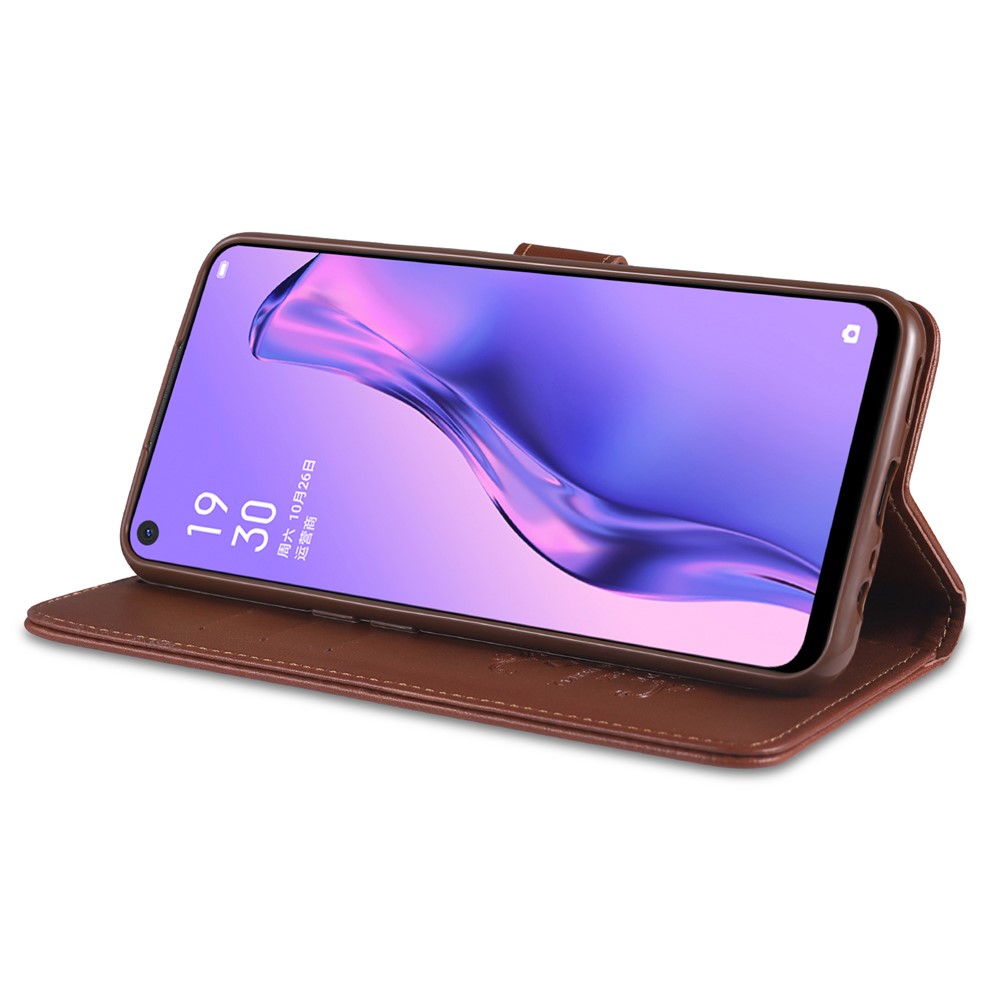 AZNS TPU + PU Leather Wallet Stand Phone Protective Case for Oppo A32 (2020)/A53 (2020) - Brown-6
