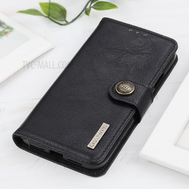 KHAZNEH Leather Phone Cover Shell with Wallet and Stand for Realme 7 (Global)/7 (Asia) - Black-6