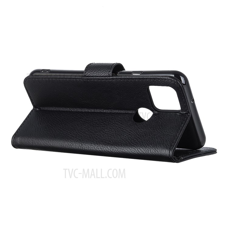 KHAZNEH Leather Phone Cover Shell with Wallet and Stand for Realme 7 (Global)/7 (Asia) - Black-8
