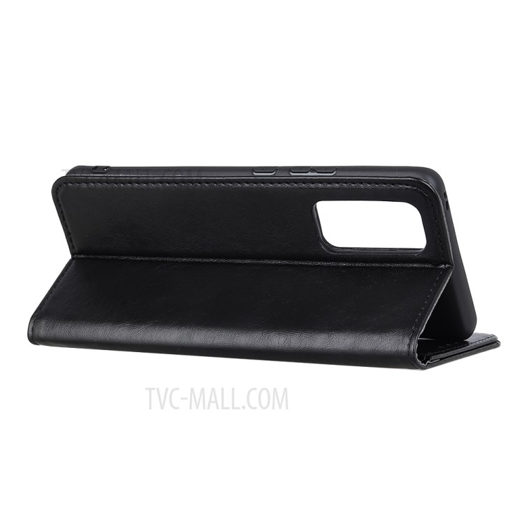 Cuero De Caballo Cáscara De Auto-absorción Loca Cubierta Del Teléfono De La Carpeta Para Realme 7 (Asia) / (global) - Negro-5