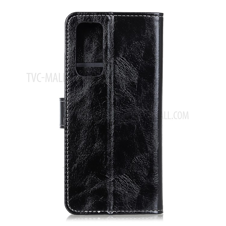 Vintage Crazy Horse Skin Leather Wallet Phone Protective Shell for Realme 7 (Global)/(Asia) - Black-3