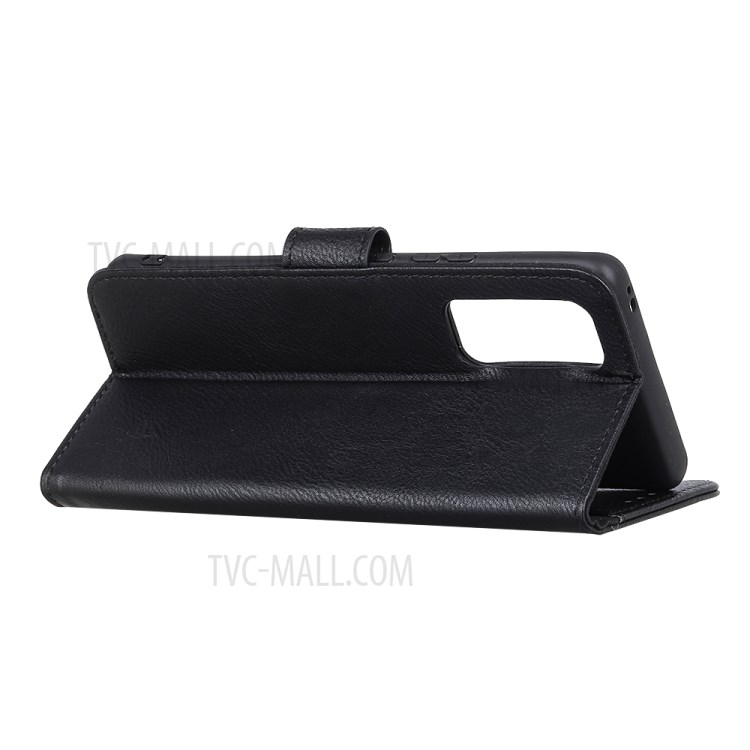 KHAZNEH Leather Wallet Stand Phone Cover Shell with Magnetic Buckle for Realme 7 (Global)/7 (Asia) - Black-8