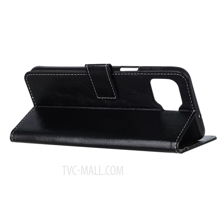 Vintage Style Crazy Horse Leather Wallet Phone Cover Case for Oppo F17/A73 2020 - Black-3