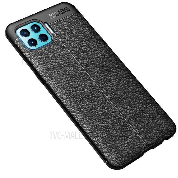Litchi Texture Soft TPU Phone Cover Case for Oppo F17 Pro - Black-2