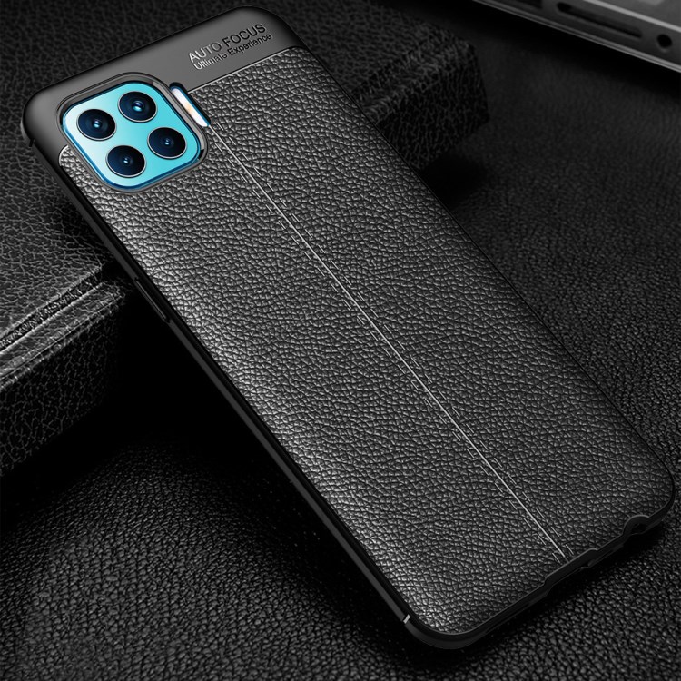 Litchi Texture Soft TPU Phone Cover Case for Oppo F17 Pro - Black-3