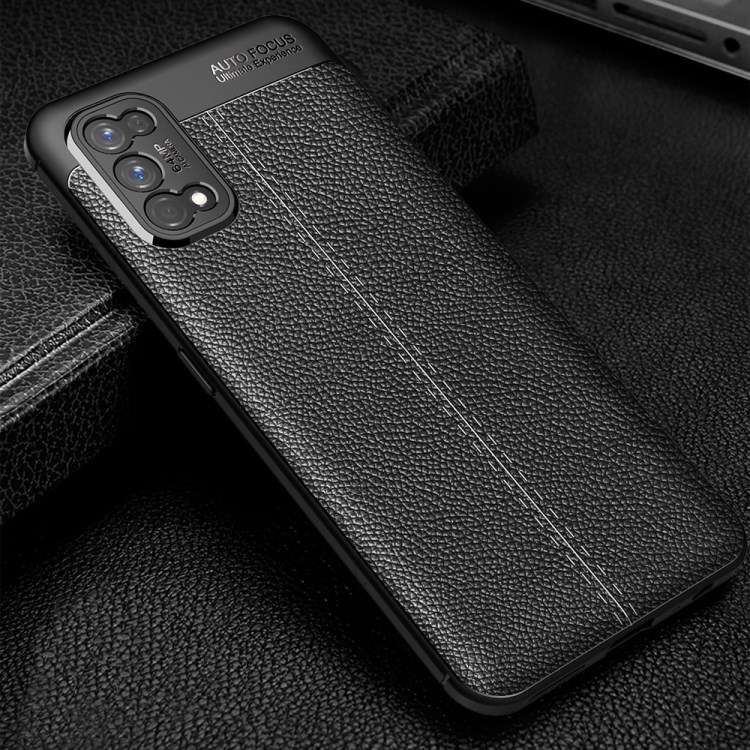 Litchi Texture Soft TPU Phone Case Shell for Realme 7 Pro - Black-3