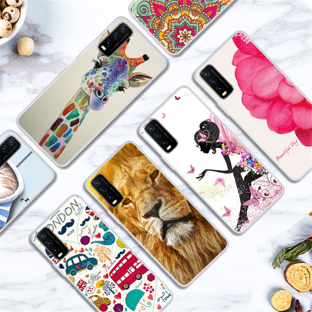 Pattern Printing Soft TPU Back Case for vivo Y20 - Beautiful Flower-4