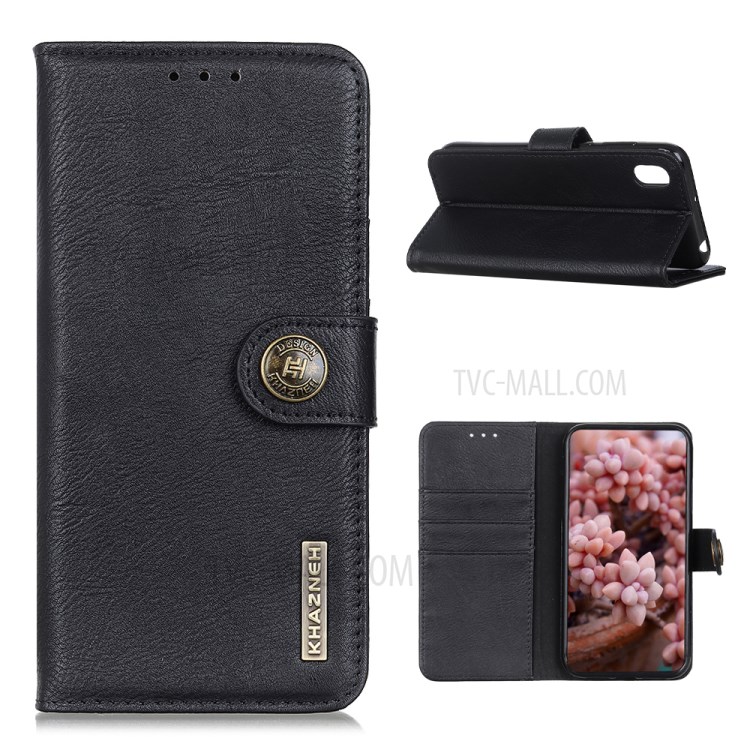 KHAZNEH TPU + PU Leather Wallet Stand Phone Cover Shell for Vivo Y70/Y93 - Black-1
