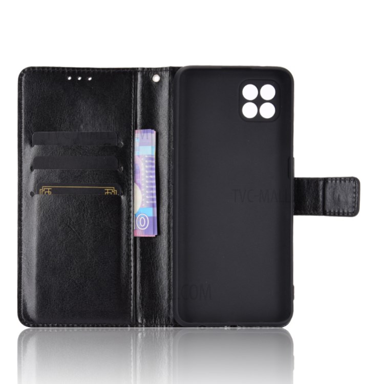 Crazy Horse Texture Magnetic Leather Phone Wallet Phone Case for Oppo Reno4 SE - Black-3