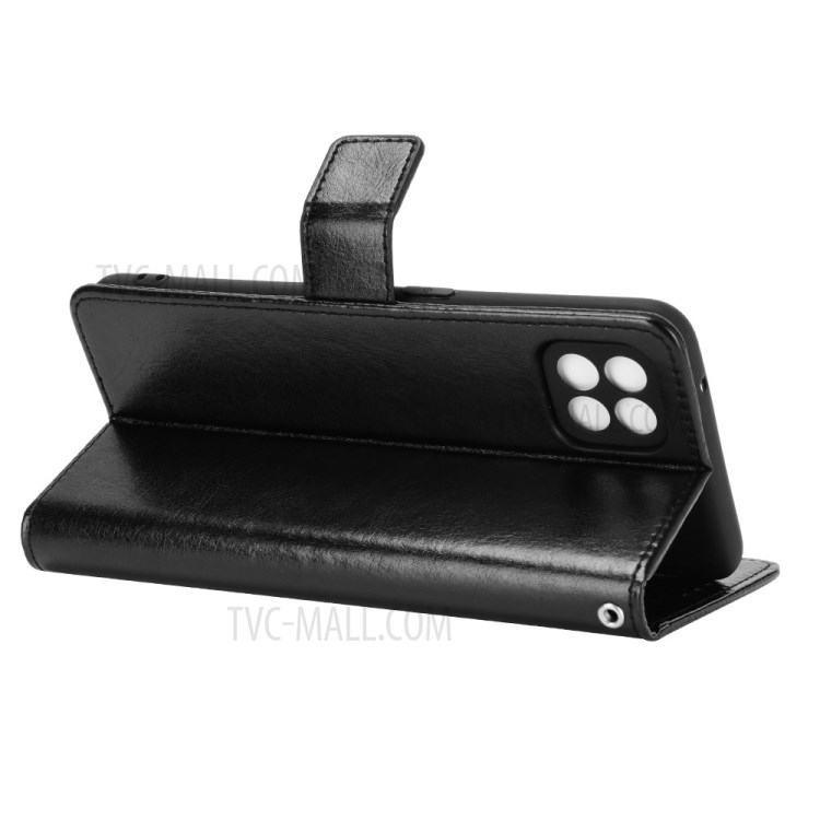 Crazy Horse Texture Magnetic Leather Phone Wallet Phone Case for Oppo Reno4 SE - Black-5