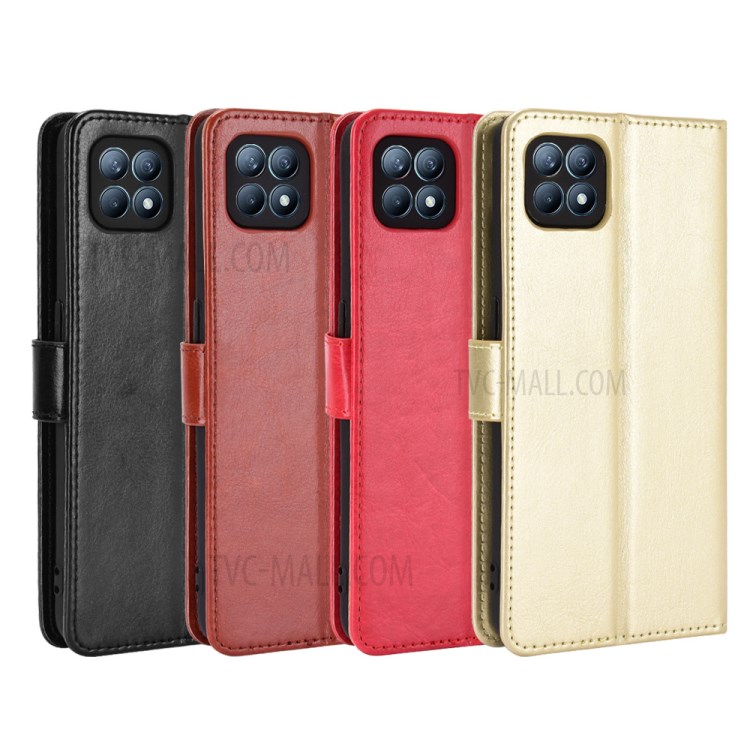 Crazy Horse Texture Magnetic Leather Phone Wallet Phone Case for Oppo Reno4 SE - Black-8