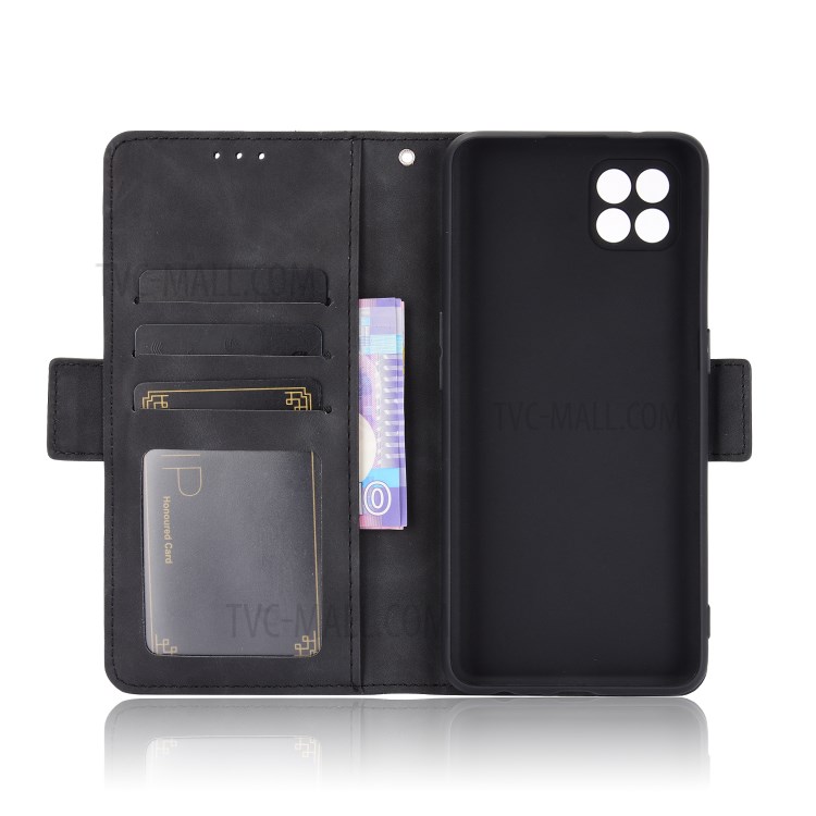 TPU + PU Leather Wallet Phone Cover with Draw-Out Card Slots Shell for Oppo Reno4 SE - Black-3