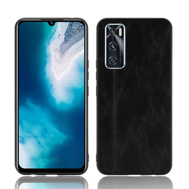 PC + TPU + PU Leather Coated Hybrid Phone Case with Stitching Design for Vivo V20 SE/Y70 2020 - Black-1