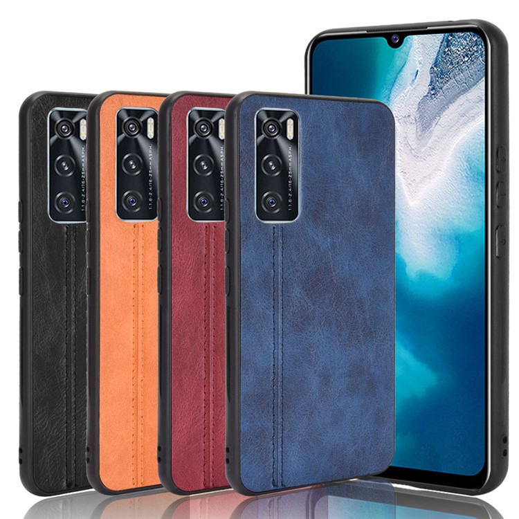 PC + TPU + PU Leather Coated Hybrid Phone Case with Stitching Design for Vivo V20 SE/Y70 2020 - Black-8